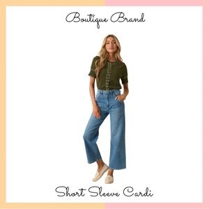 Olive Green Short Sleeve Cardigan